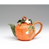 Fine Ceramic Fruit Orange & White ORange Flower Teapot 12