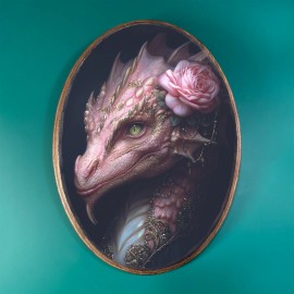 Unbranded GOTHIC PINK DRAGON WOODEN DECOR, Victorian Wood Plaque, Fantasy Animal Wall Art - 6.7in x 9.5in