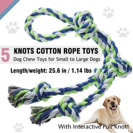 Kwispel Rope Toy for Dogs，Large Dog Rope Toys for Aggressive Chewers, Heavy Duty Dog Toys for Large Medium Breed, Indestructible Tough Rope Chew Toys Tug of War Dog Toy Cotton Rope for Teeth Cleaning