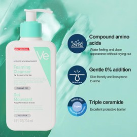 Facial Cleanser, Cleansing Foam, Cleansing Gel Face, Wash Gel for Face, Deep Pore Cleansing, Cleansing Gel for Normal to Oily Skin, for Double Cleansing, Moisturising, 236 ml