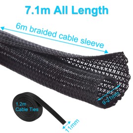 6 m - 9 mm cable tube, self-closing cable protection, 1 m heat shrink tubing, for charging cables, bicycles and cars