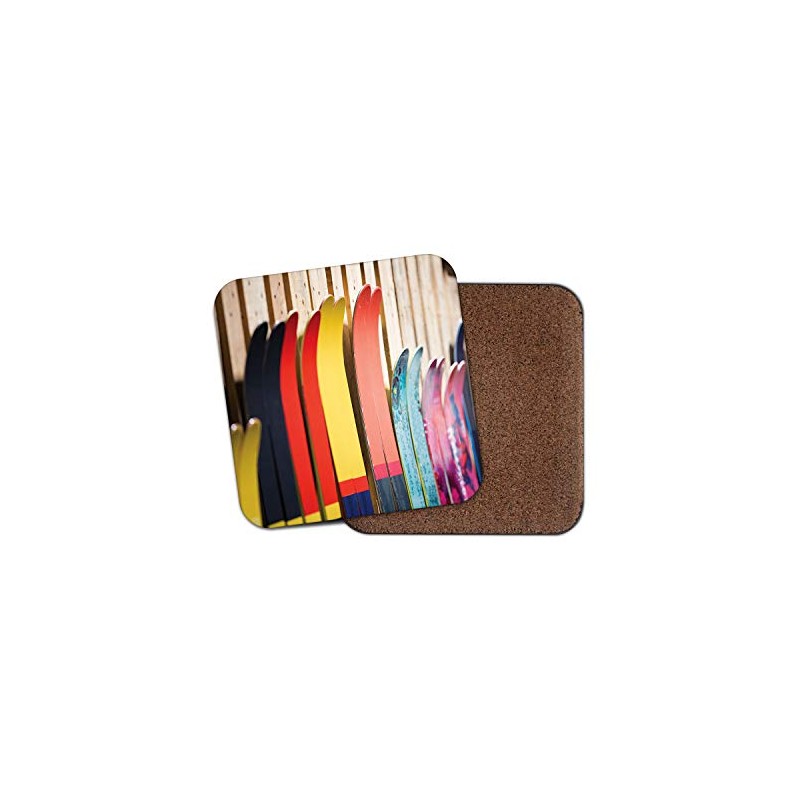 1 x Colourful Skis Coaster - Ski Skiing Winter Sports