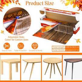 Kochorie Fall Plastic Tablecloth Roll with Slide Cutter 100 Ft X 54 Inch Thanksgiving Pumpkin Maple Leaves Table Cloth Autumn Harvest Party Table Cover Roll for Autumn Events Family Banquet Parties