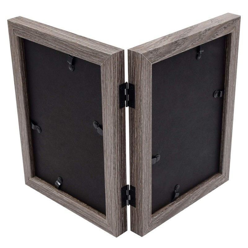 Golden State Art 5x7 Double Picture Frame Vertical Hinged Photo