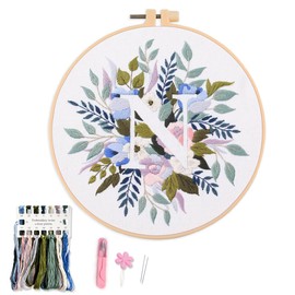 Myfelicity Embroidery Kit for Beginners and Adults, Floral and Lettering Design (N)