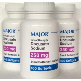 Major 3 Pack- Major Docusate Sodium 250 mg Softgels Stool Softener 100ct