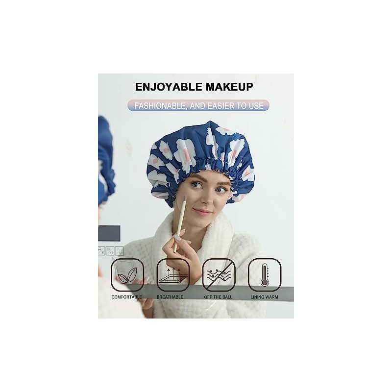 Gorro Ducha Gorros Mujer Reutilizables Impermeables Dos Capas Grandes Aptos