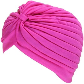 Unisex Turban Hat, Vintage Polyester Pleated Head Wrap Headband Cross Twist Arab Hair Wrap Chemo Turban Headwear Rose