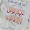 Pink Leopard Handmade Nail Tips - Stiletto M / 핑크