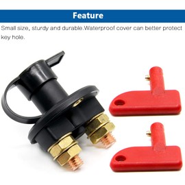 RKURCK 2 Holes Battery Disconnect Isolator Cut OFF Power Kill Switch for Marine Boat Car ATV Motor Winch With 2 Keys