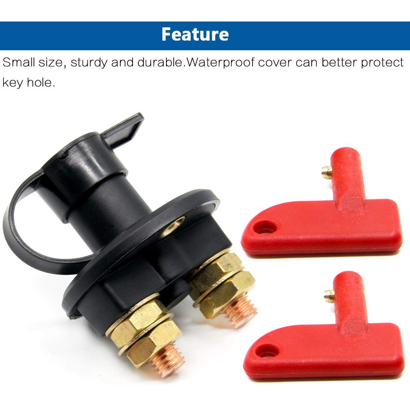 RKURCK 2 Holes Battery Disconnect Isolator Cut OFF Power Kill