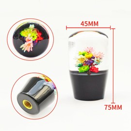 JINGLING Underwater Flower Shift Knob, Small, Short, Gear Knob, Crystal, 3.0 inches (7.5 cm), Universal for AT MT Cars, Compatible with Domestic Cars, Custom, 3 Types of Adapters, 1 Piece