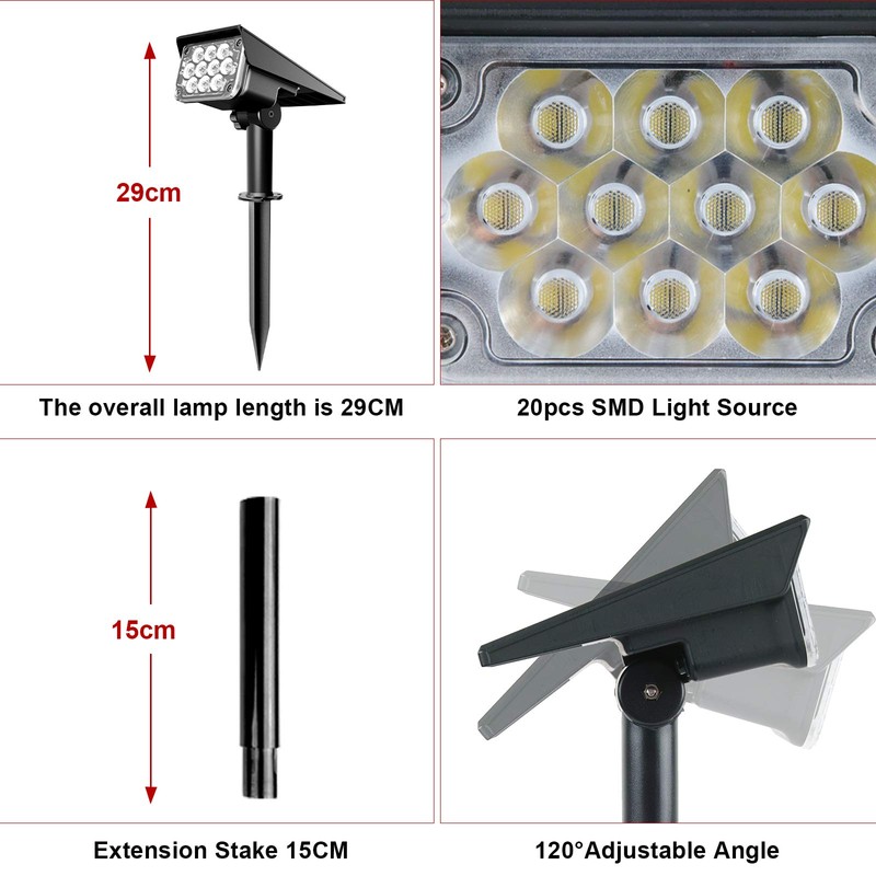 CREPOW Solar Spot Lights Outdoor, Blue Solar Spotlights Landscape Lighting