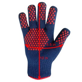 MIG4U BBQ Grill Gloves,Oven Gloves Extreme 500 Degrees Heat Resistant Grilling Gloves with Food Grade Non-Slip Silicone Dots for Cooking, Grilling, Baking, Smoker, Barbecue, Kitchen(10" Blue)