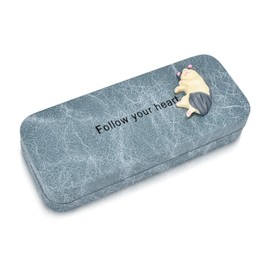 Newseego Glasses Case, Cute, Sunglasses Case, Fashionable, Hard, Lightweight, Durable, Compact, Square, Magnetic Closure, Convenient to Carry, Slim, Thin, Cute, for Cats, Children, Men's, Women's,