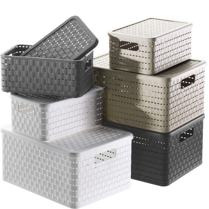 Rotho Country set of 3 storage boxes, plastic (PP), white,