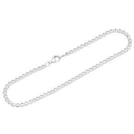 NKlaus Anklet 925 Sterling Silver 26 cm Curb Chain Diamond-Coated Women's Anklet 13001, Sterling Silver, No gemstone