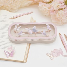 Eyeglass Case, Clear Sunglasses Case, Eye Glass Cases Womens Hard Shell, Cute Reading Glasses Cases for Women, Beautiful Butterfly