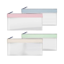 Pack of 4 Translucent Pencil Cases, Clear Pencil Case, Travel Cosmetic Bag, Super Soft Pencil Case Set, Back to School Pen Bag for Children, Adults
