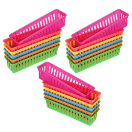 Totority 18 cestas de plástico de para guardar lápices - Bandejas organizadoras para bolígrafos y crayones - Contenedores de almacenamiento para el aula, organizadores de escritorio y estanterías
