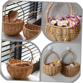KOMBIUDA Countryside Decorative Basket Hanging Egg Container Plastic Storage Tight Weave Kitchen Basket for Household Items