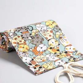 Ouceanwin Canvas Pencil Wrap, 2 Pieces 36 Slots Pencil Wrap, Canvas Pen Roll Portable Bag Pencil Case Pencil Case Pencil Case for Artists Travel School