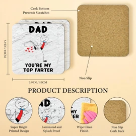 Fathers Day Funny Gift For Dad Father's Top Farter Joke Presents For Him Pun Gag Drinks Coffee Coaster Birthday Gifts For Him Step Dad Gifts