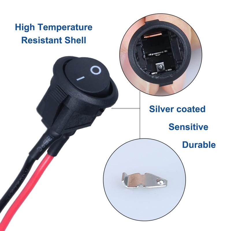 DMWD 5Pcs 15mm Round Rocker Switch Mini Latching Toggle Switch