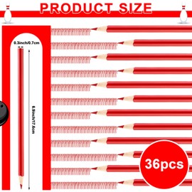 Youdaju 48Pcs Red Marking Pencil Red Glass Marking Pencil Carpenter Pencil Red Wooden Grease Pencil Wax Pencil Red Crayon Pencils Artists' Single Pencil for Architect Drawing Marking