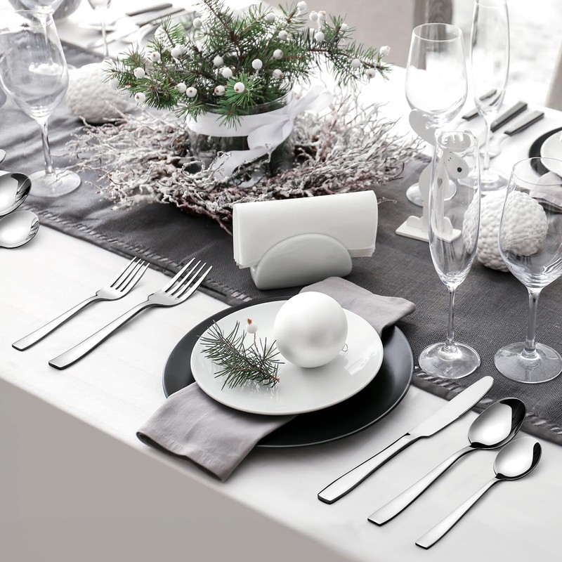 HIWARE 48-Piece Silverware Set with Steak Knives for 8, 18/8