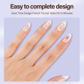 Misssix XBASICTIPS French Tip Press On Nails, 150Pcs French Gel Nail Tips Short Almond, Soft Gel Pre-shaped No Need to File 3 in 1 Nail Tips, Fake Nails for Nail Art DIY Extension Designs 15 Sizes