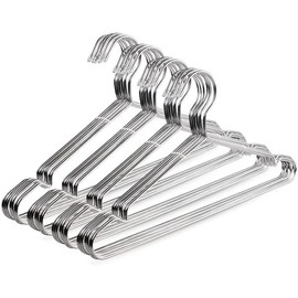 OIKA 40 Pack Stainless Steel Hangers with Grooves - Space Saving Closet Hangers, Heavy Duty Rustproof Metal Clothes Hangers for Tank Tops/Cardigans, Dorm & Outdoor Drying (Silver)