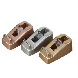 Yufocusqc Small Desk Tape Dispenser Heavy Duty Cute Desktop Tape Dispenser with Weighted Non-Skid Base Suitable for 1 Inch Core Tape (Silver)