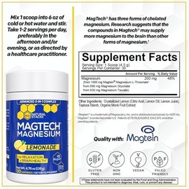 Natural Stacks Magtein Magnesio Treonato Glicinato Taurato Polvo Magtech Bebida Limonada Azúcar Complejo Triple Quelado 200 Favorece