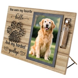 ENMAIYS Dog Memorial Gifts for Loss of Dog, Picture Frame for 4.3x6.3in Photo with a Glass Bottle for Collect Hair, Loss of Dog Sympathy Gift - Cat Pet Bereavement Remembrance Picture Frame