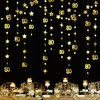 Gold 80th Party Decorations Circle Dot Star Streamer Garland Metallic