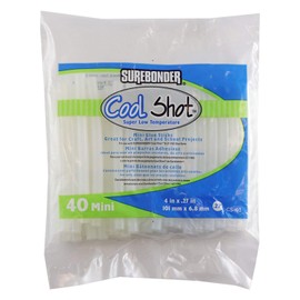 Surebonder "Cool Shot" Hot Glue Sticks for Ultra Low Temperature, Value Pack, Mini Size 4" - 40 Pack - Made in USA (CS-40) | Surebonder