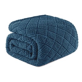 Whale Flotilla Cuddly Blanket, Soft, Warm and Fluffy Waffle Blankets for Any Season, 150 x 200 cm, Navy Blue