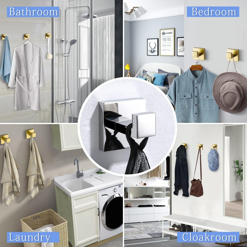 TURS Towel Hooks Clothes Robe Hook for Bathroom Kitchen Garage