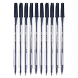 i999 Ballpoint Pens, BLACK, Medium Point (1.0mm), Pack of 10, Smooth Writing, Biro Ball Pens, Ideal for School Office Home Use, iVAIDEX Black Ball Pen