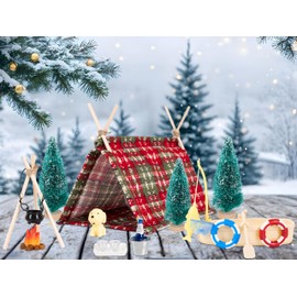 20Pcs Christmas Elf Doll Accessories Kit - Fishing Camping Set Include Tent, Christmas Trees, Fishnet, Dog, Swimming Rings, etc Xmas Decorations