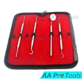 AA PRO Dental Hygiene Tool Set - Stainless Steel Dental Tooth Pick, Mouth Mirror,TARTER Scraper and Plaque Remover - Dental Tool KIT is Ideal for Personal USE & PET Friendly-Free Protective CASE