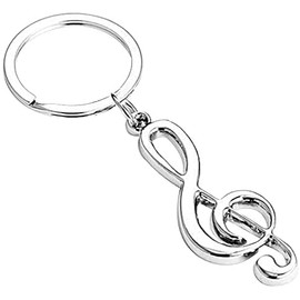PSL Silver Music Note Charm Pendant Keychain Key Ring Gift for Musician