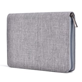 Asvine Pencil Case for 12 Fountain Pens, Grey, Organizer Bag Made of High Quality Waterproof Canvas Pen Holder Single Slot with Zipper