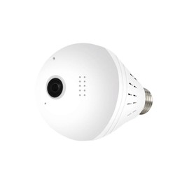 Panoramic Security Bulb Camera with 360° Fisheye Lens, WiFi, Two-Way Audio, Motion Sensor, LED Light, Remote Viewing App – Fits E27 Light Socket, TF Card Storage Compatible