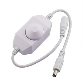 Maxmoral 1pc DC 12V 24V LED Strip Dimmer Switch with DC Female Male Adapter Single Color Mini LED Lamp Lighting Accessories Brightness Adjustable Controller Manual Knob Dimmer Switch White