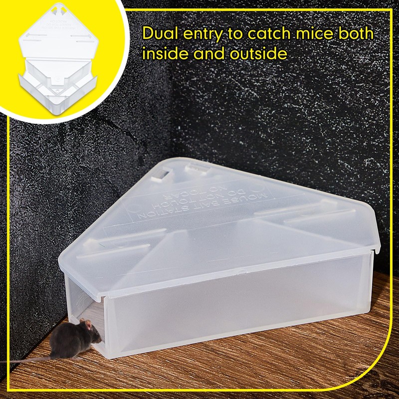 Qualirey 6 Pcs Mice Station with Key Triangle Bait Station