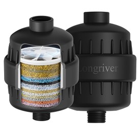 R7 Shower Filter High Put Shower Water Filter for Hard Water 99.99% Remove Chlorine, Heavy Metals, Shower Water Softener, Improve your skin and hair, Bathroom Fixture Hardware Parts, Black, 2 Pack