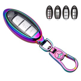 LETINGFAR Key Case, For Nissan, Smart Key Case, Key Cover, Specially Designed for Nissan, Includes Key Holder, 2/3/4 Buttons, TPU, Silica Gel, Alloy, color