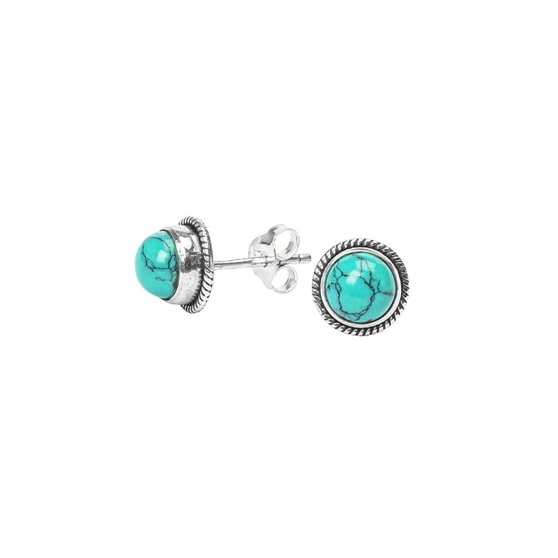 Gemstone Stud Earrings in 925 Sterling Silver | Natural 6MM